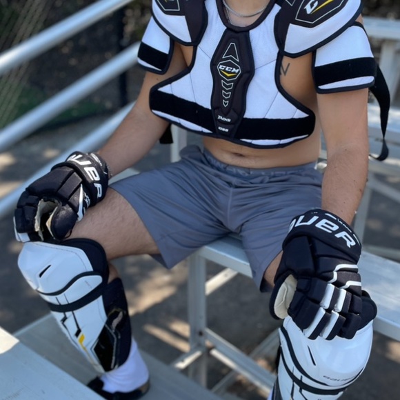 BAUER VAPORMAX X60 HOCKEY GLOVES 12” 30cm DYNAMIC ERGO THUMB JOCK JUNIOR MEN PRO - Picture 9 of 17